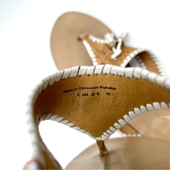 Jack Rogers Alana Cork White Leather Tassel Thong Flip Flop Sandals Size 9.5 - Picture 12 of 13